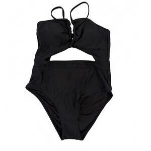 Cupshe | NWT Black One Piece Open Stomach Open Back Racerback Swimsuit Size M